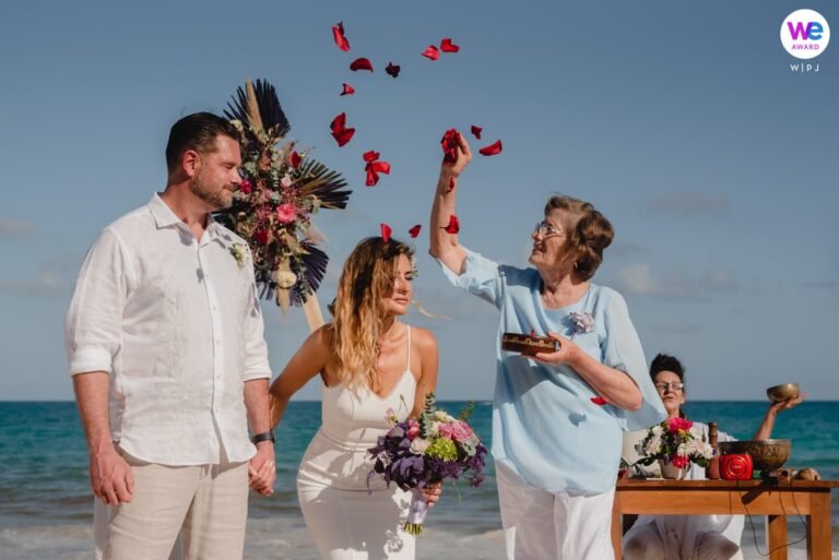 Beach elopement ceremony in Tulum, WPJA WedElope elopement story